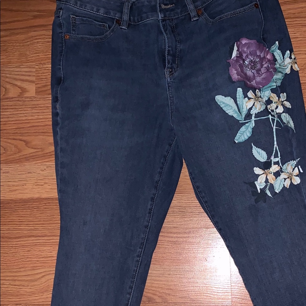 Floral skinny jeans